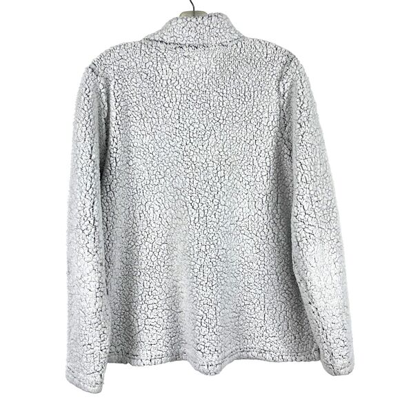 Bobbie Brooks Sherpa Fleece Pullover Zip Lightweight White Streetwear Womens LG - Picture 2 of 13